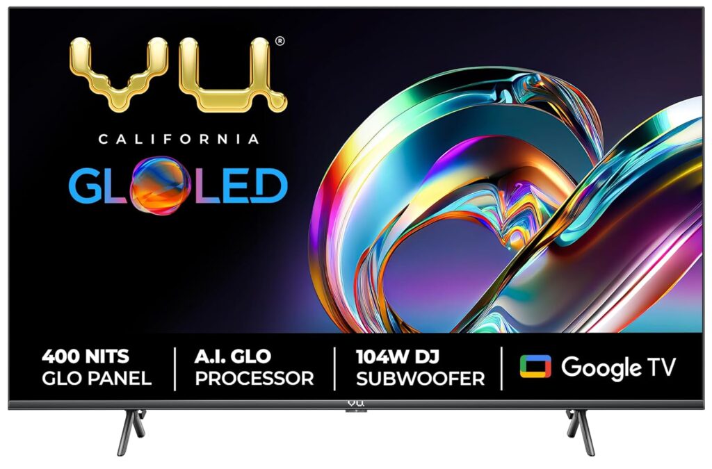 Vu 108 cm (43 inches) The GloLED 84 Watt DJ Sound Series 4K Smart Google TV 